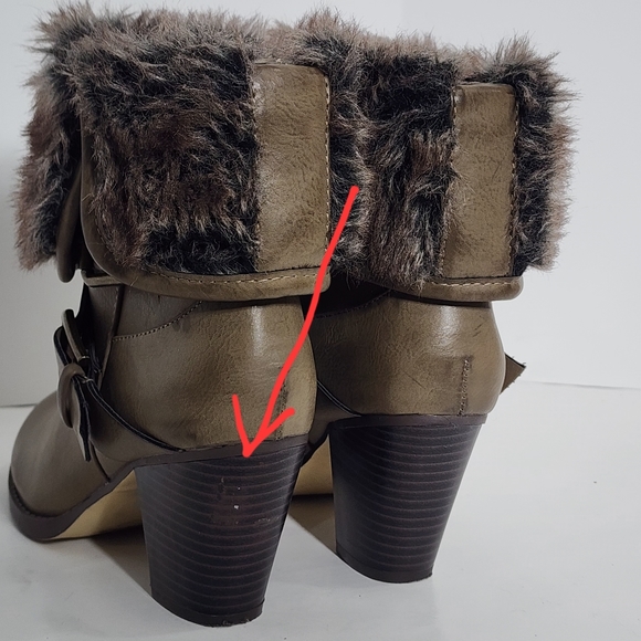 Just Fab Mckinley Ankle Bootie Brown Taupe w/Faux Fur - Picture 6 of 13